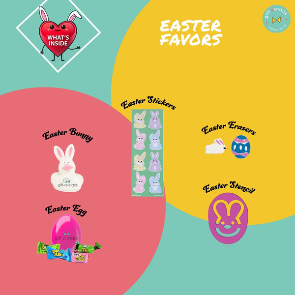 Gift A Snack - Easter Candy Filled Egg & Bunny - Snack Box Variety Pack Care Package + Greeting Card (45 Count) Sweet Treats Gift Basket, Candies Chips Crackers Bars -