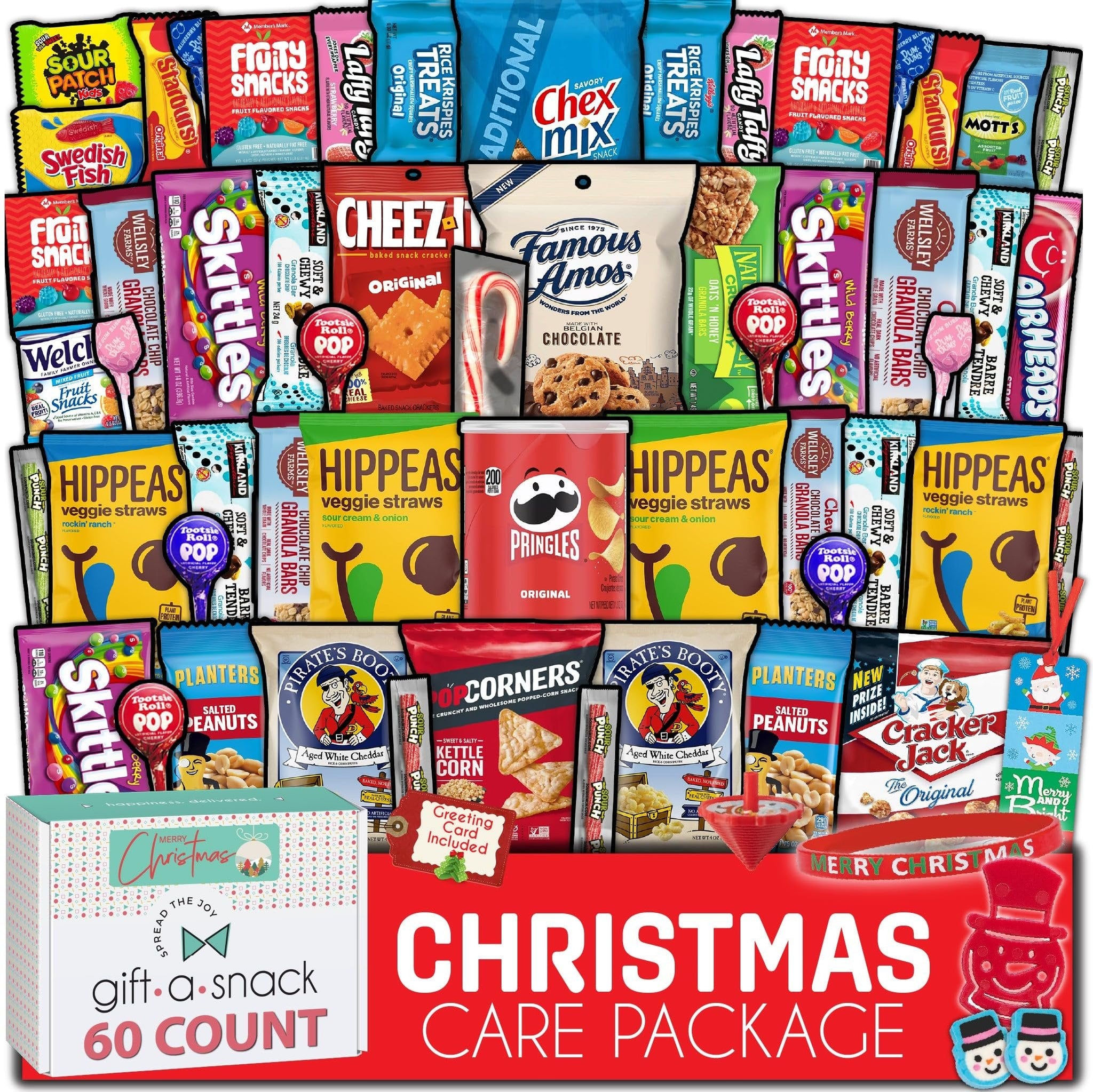 Christmas Pre-filled Holiday Snack Box + Greeting Card (60 Count)