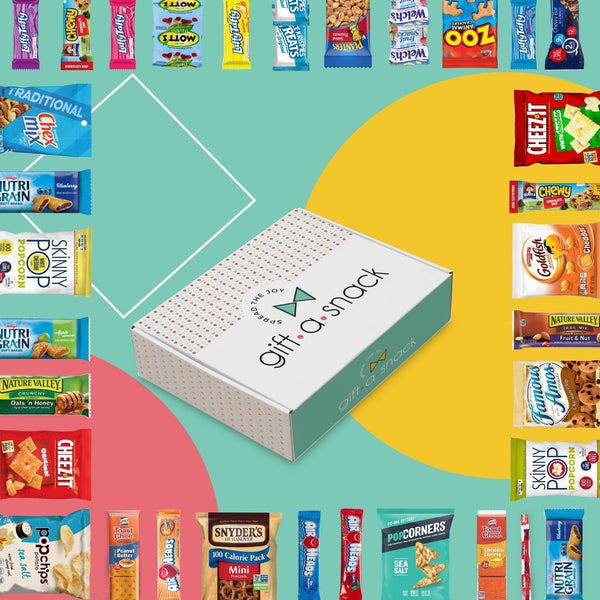 Gift A Snack - Valentines Day Snack Box Variety Pack Care Package + Greeting Card (40 Count) Galentines Birthday Sweet Treats Gift Basket, Candies Chips Crackers Bars Corporate Gifts